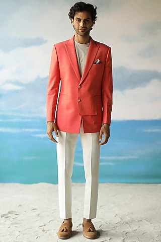 Bright Orange Linen Blazer by Philocaly