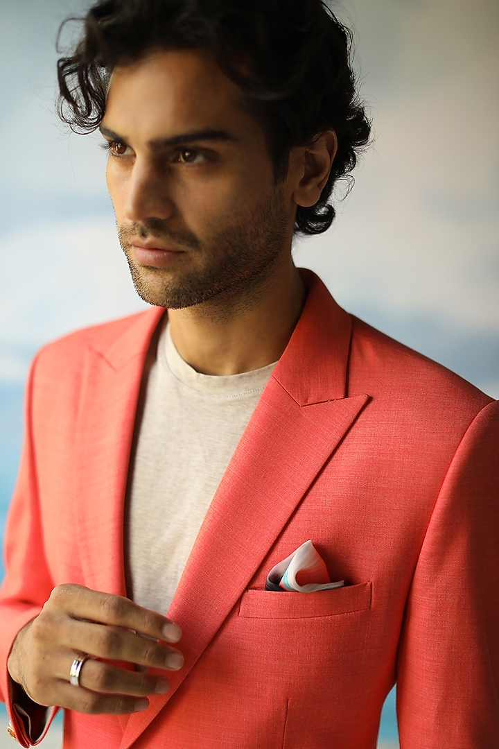 Bright Orange Linen Blazer by Philocaly at Pernia's Pop Up Shop