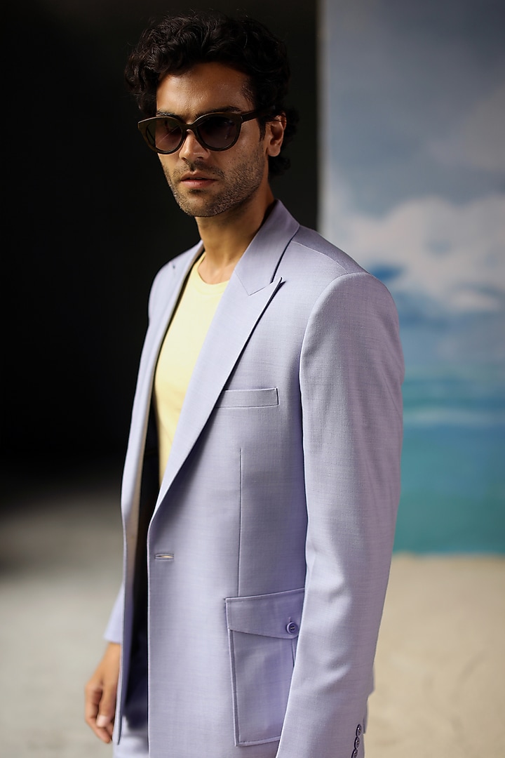 Light Lavender Wool Blazer Set by Philocaly at Pernia's Pop Up Shop