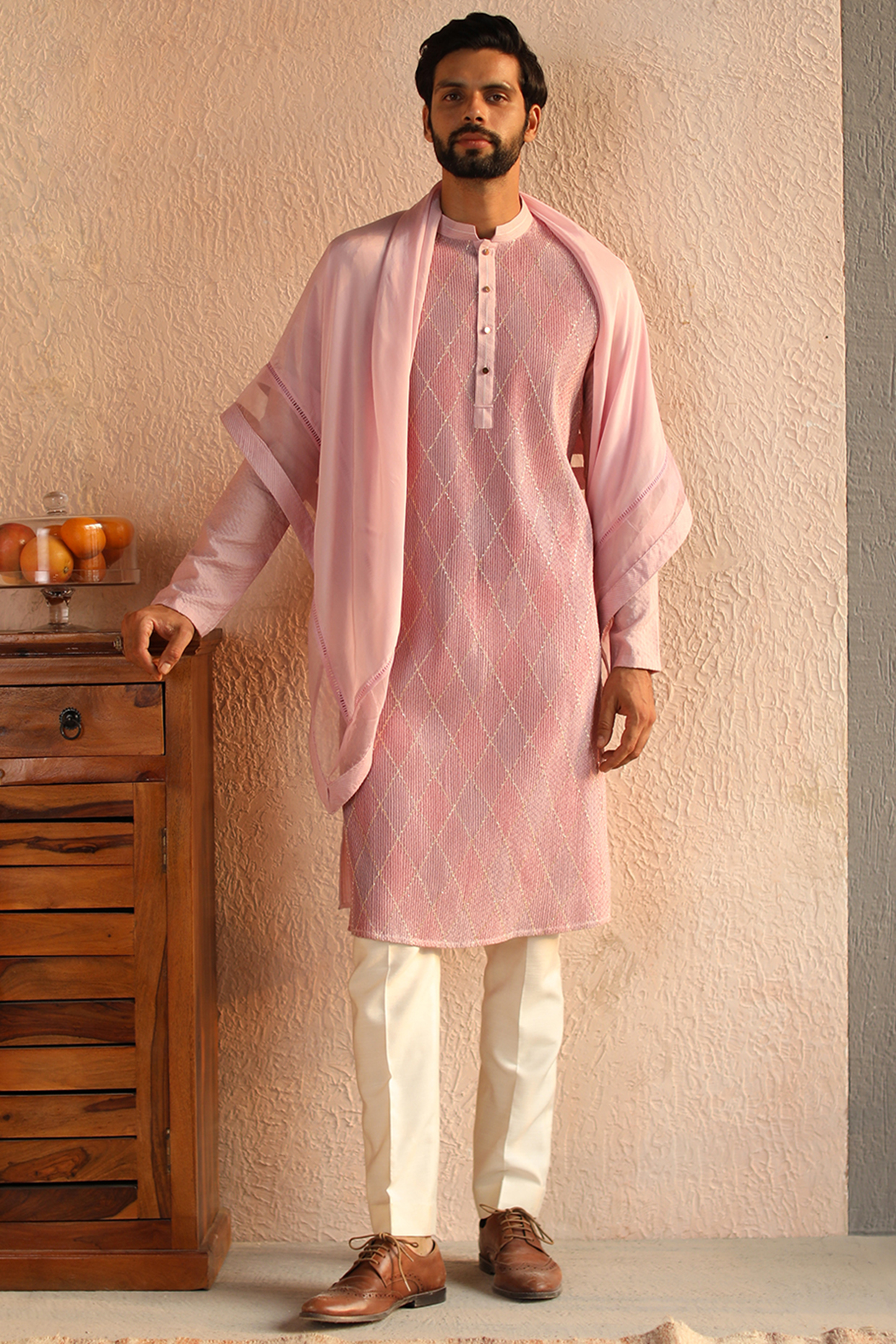 Lilac Embroidered Kurta by Philocaly at Pernia's Pop Up Shop