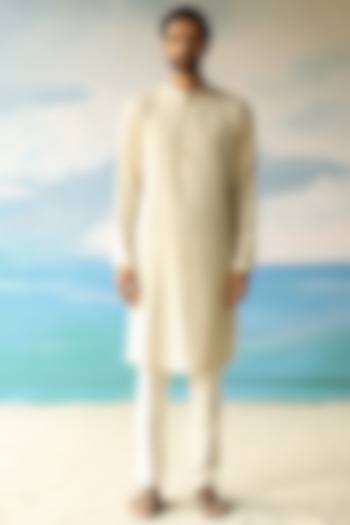 White Embroidered Kurta by Philocaly