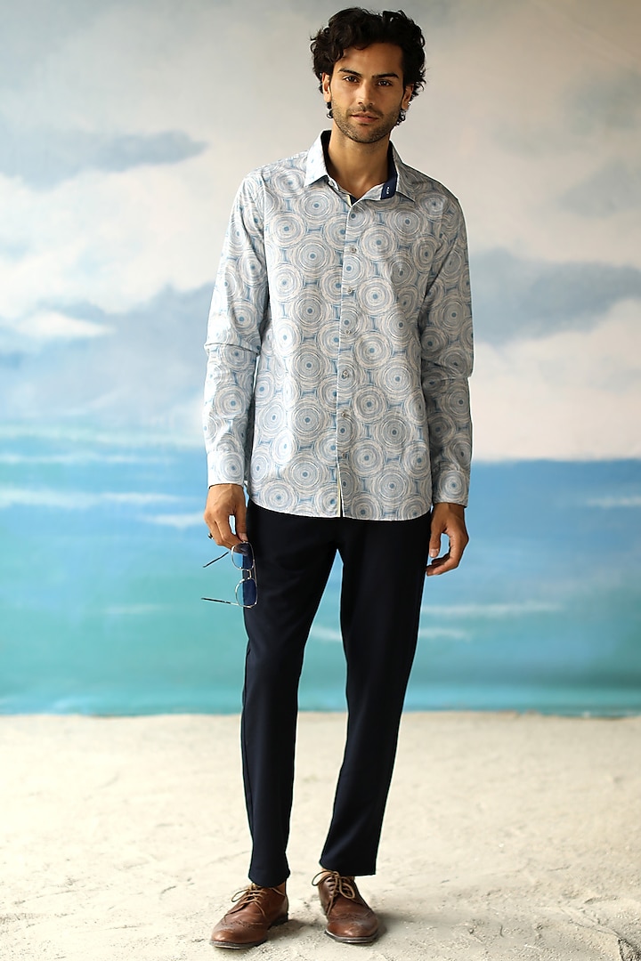 Blue Printed Shirt by Philocaly