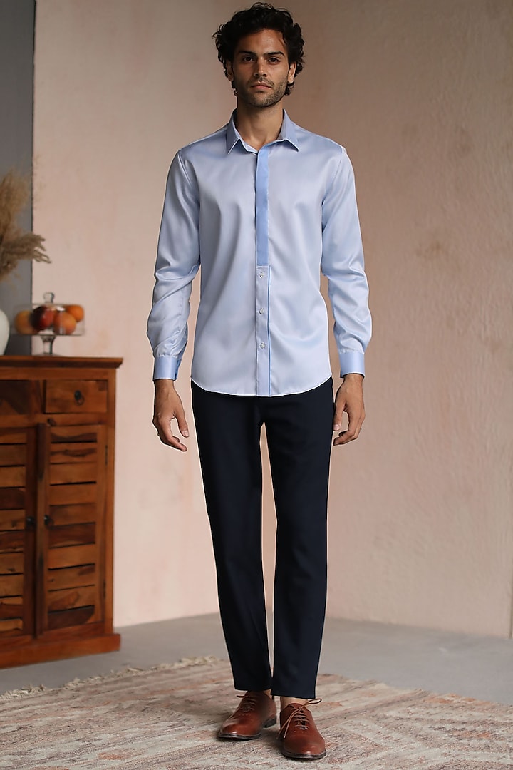 Blue Giza Cotton Shirt by Philocaly