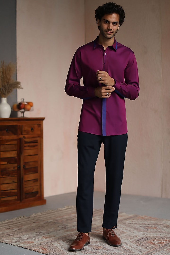 Deep Wine Cotton Shirt by Philocaly