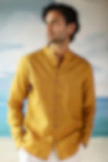 Bright Yellow Linen Shirt by Philocaly at Pernia's Pop Up Shop