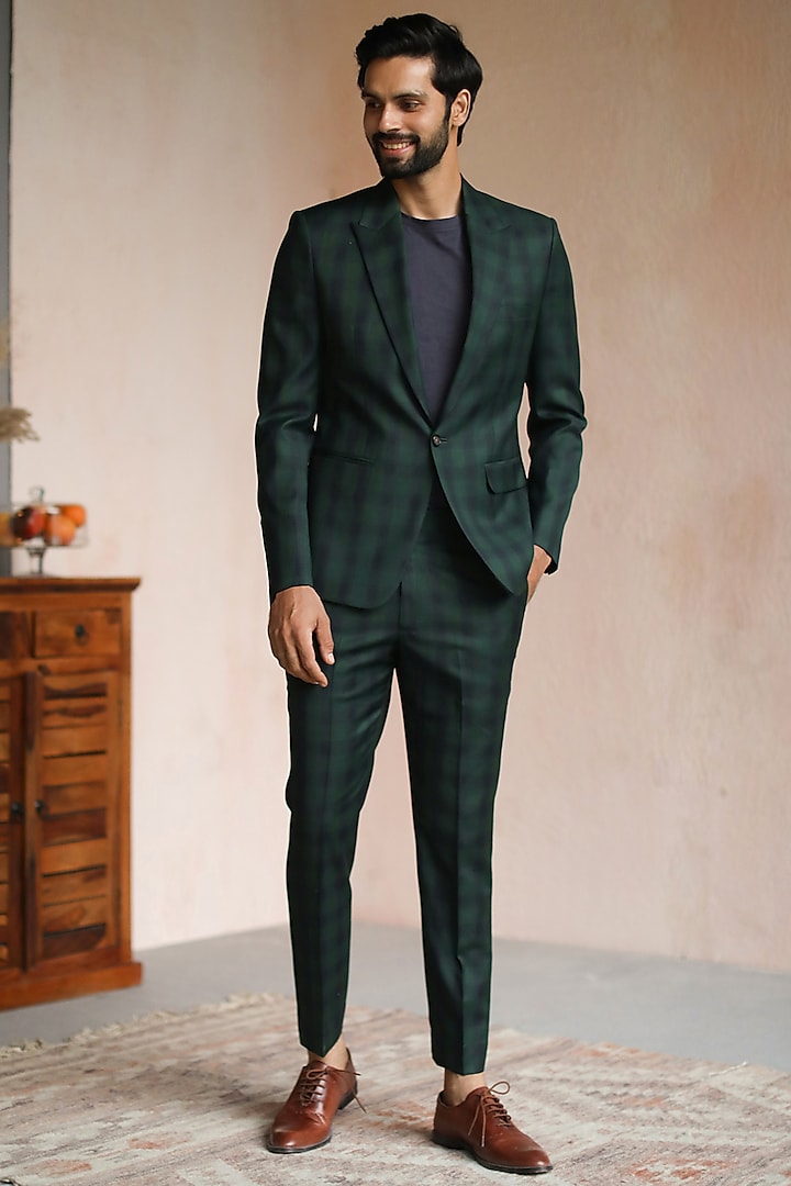 Green Wool Pant Set by Philocaly