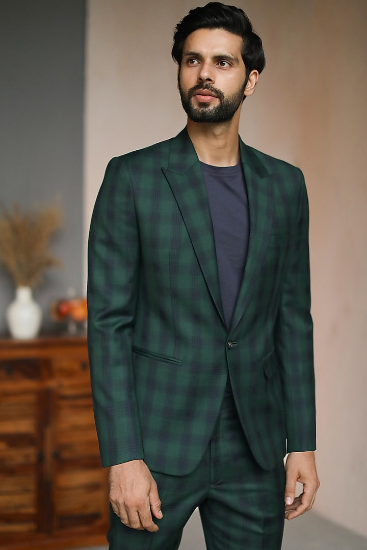 Green Wool Pant Set by Philocaly at Pernia's Pop Up Shop
