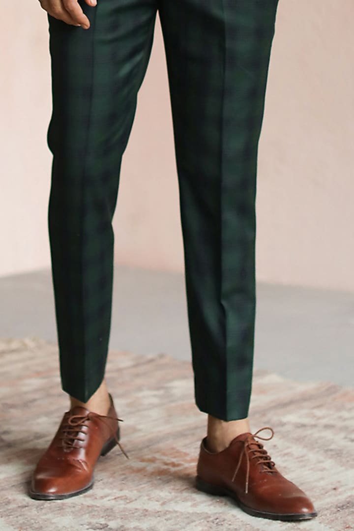 Green Wool Pant Set by Philocaly at Pernia's Pop Up Shop