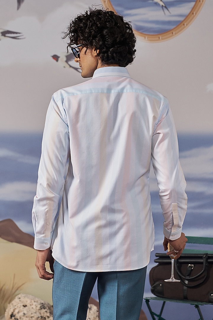 White Cotton Color-Blocked Party Wear Shirt by Philocaly at Pernia's Pop Up Shop