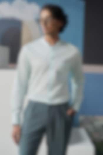 Aqua Blue Cotton Shirt by Philocaly