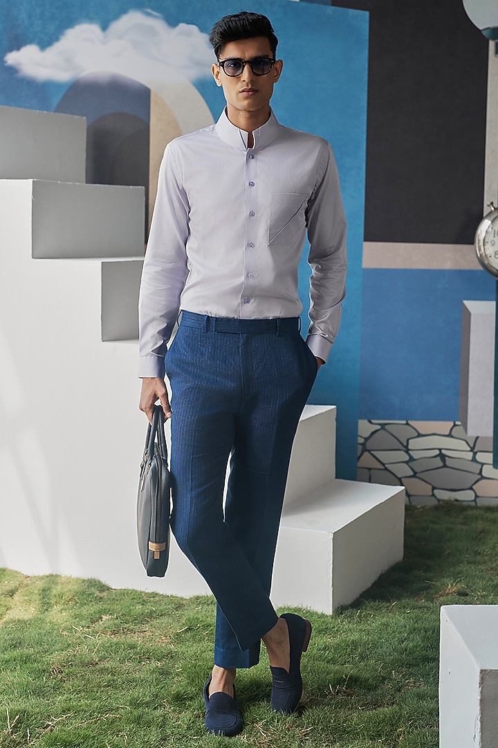 Lavender Cotton Party Wear Shirt by Philocaly at Pernia's Pop Up Shop
