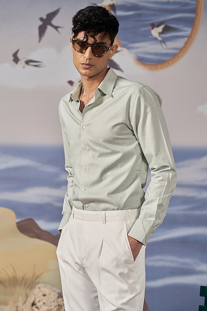 Green Cotton Shirt by Philocaly