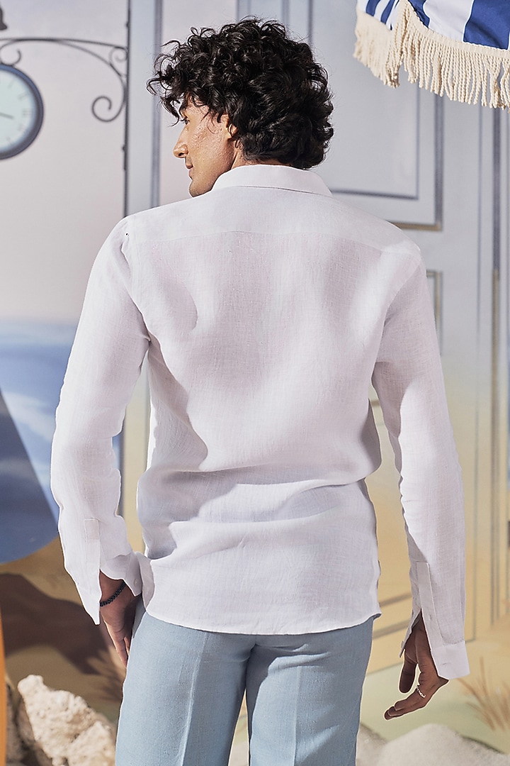 White Linen Party Wear Shirt by Philocaly at Pernia's Pop Up Shop