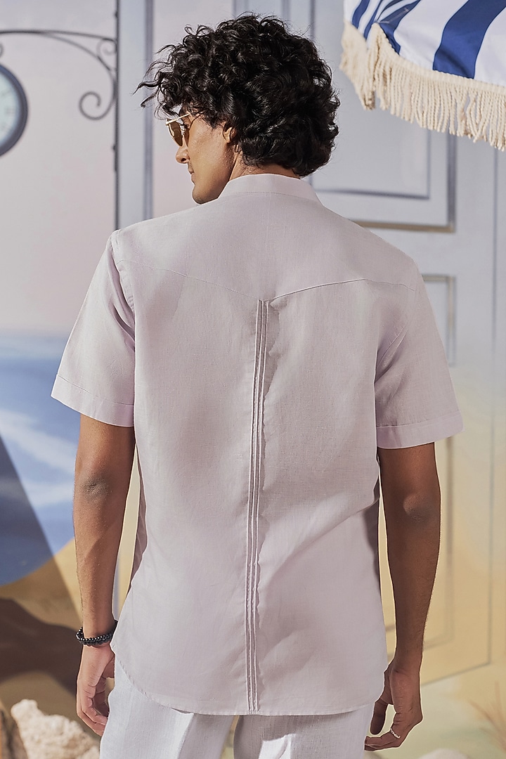 Lavender Linen Pleated Party Wear Shirt by Philocaly at Pernia's Pop Up Shop