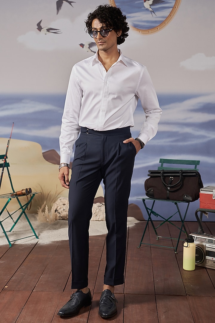 White Cotton Party Wear Shirt by Philocaly at Pernia's Pop Up Shop