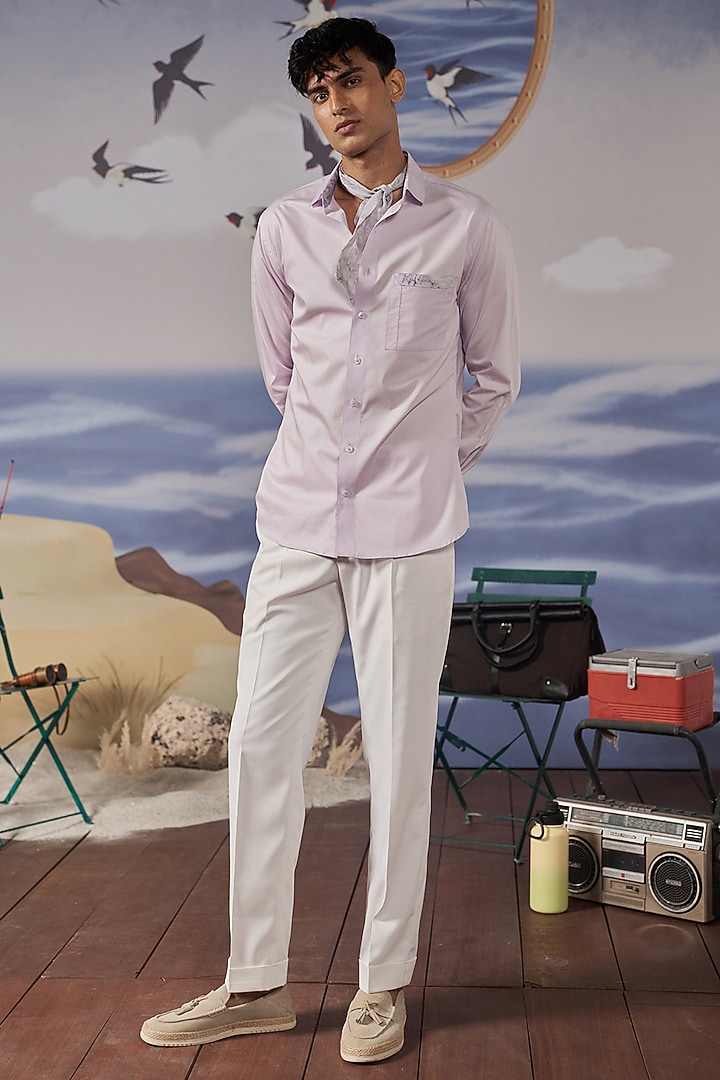 Lavender Cotton Party Wear Shirt by Philocaly at Pernia's Pop Up Shop