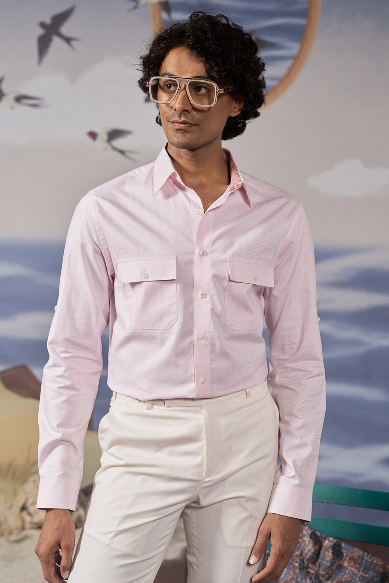 Baby Pink Cotton Shirt by Philocaly