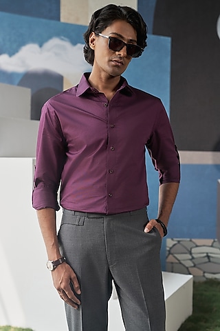 Wine Cotton Shirt by Philocaly