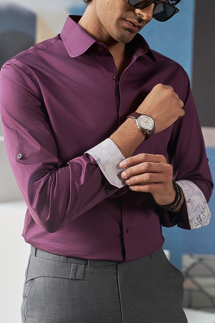 Wine Cotton Party Wear Shirt by Philocaly at Pernia's Pop Up Shop