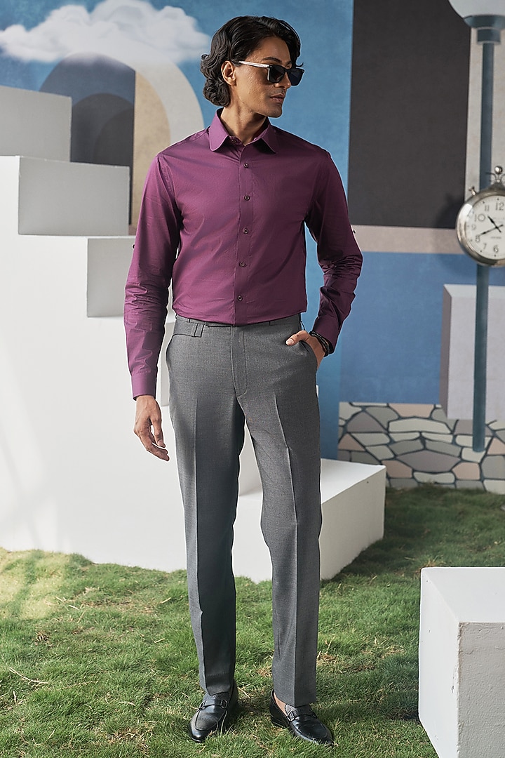 Wine Cotton Party Wear Shirt by Philocaly at Pernia's Pop Up Shop
