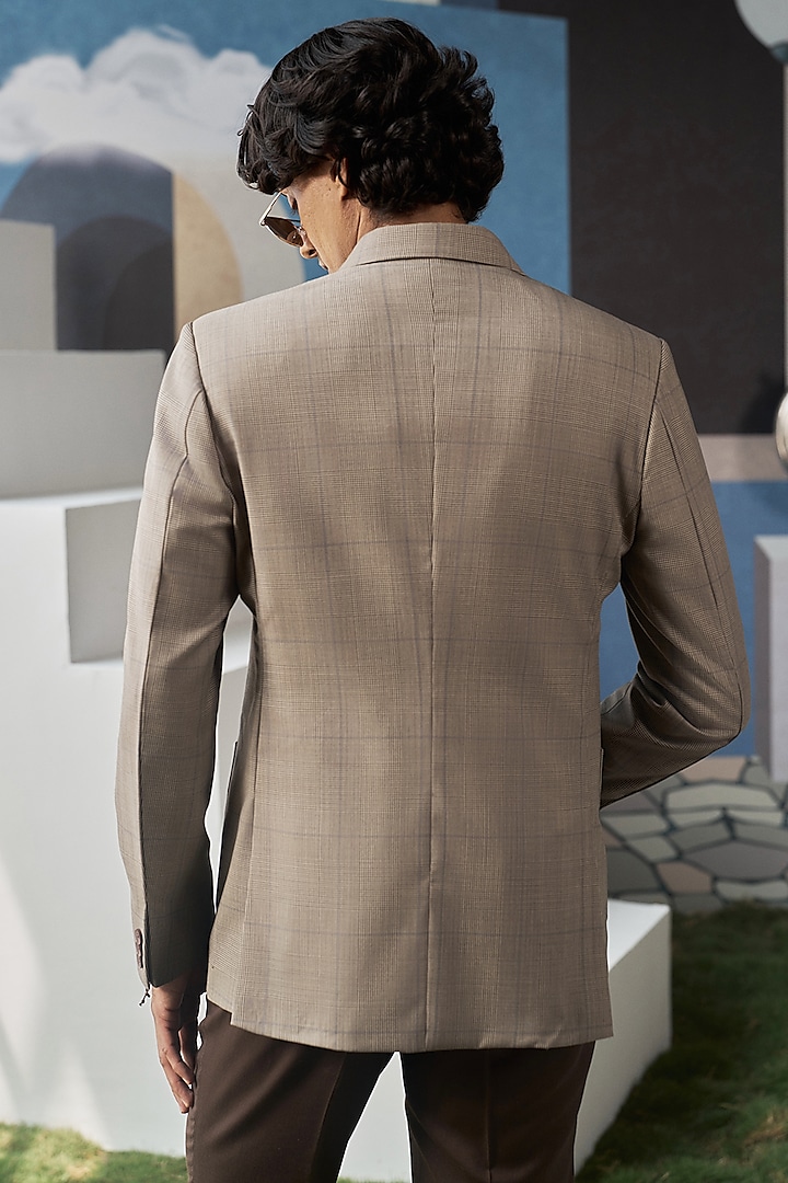 Brown Perennial Wool checkered Blazer by Philocaly at Pernia's Pop Up Shop