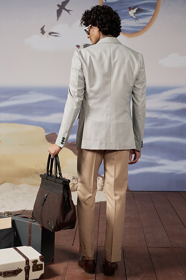 Green Linen Blend Blazer by Philocaly at Pernia's Pop Up Shop