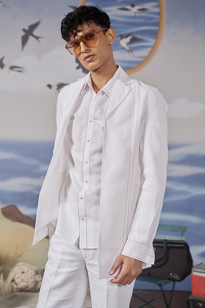 White Linen Blazer by Philocaly at Pernia's Pop Up Shop