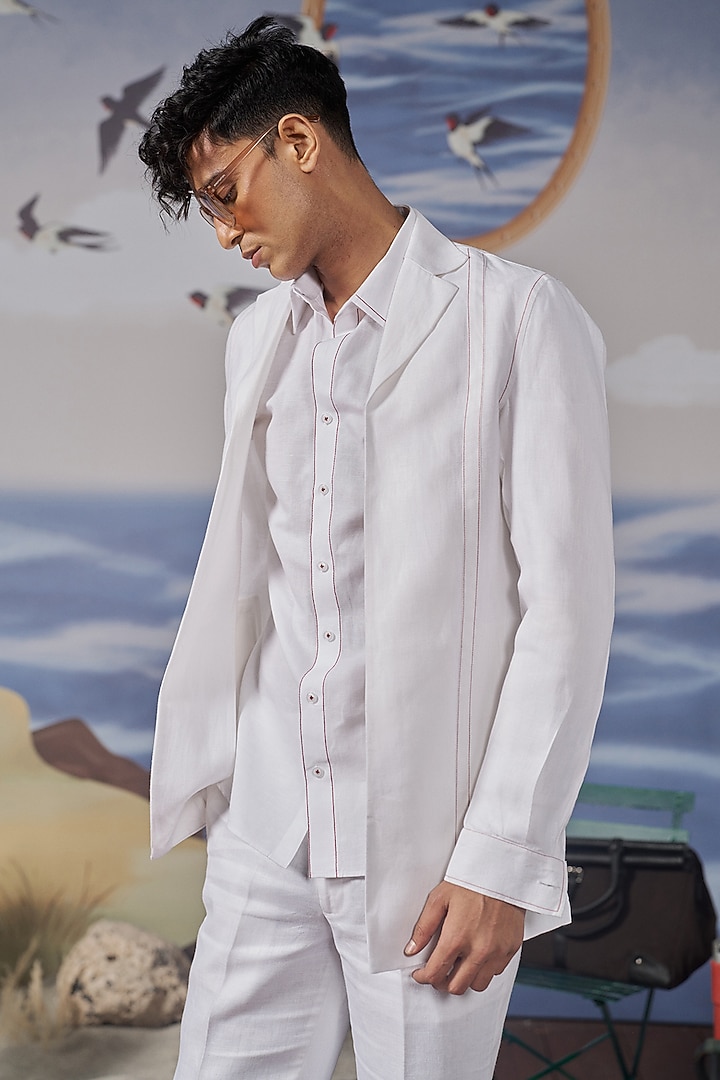 White Linen Blazer by Philocaly at Pernia's Pop Up Shop