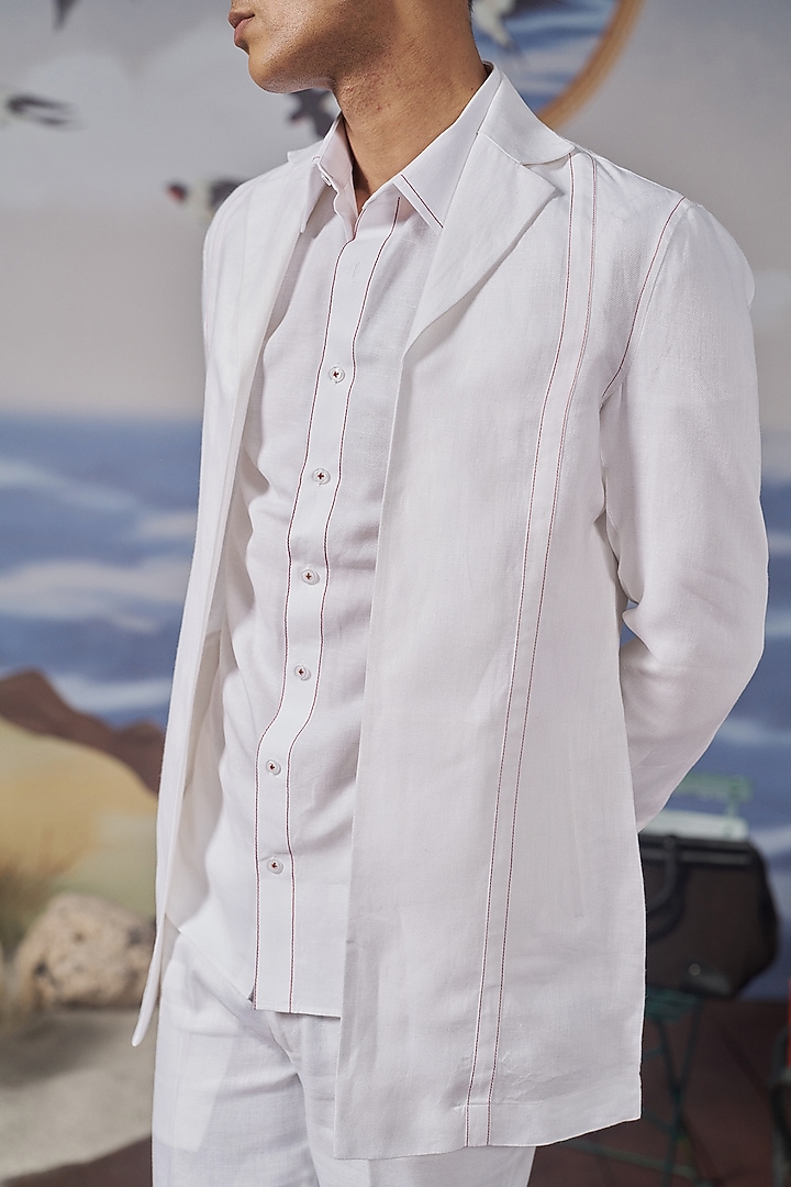 White Linen Blazer Set by Philocaly at Pernia's Pop Up Shop