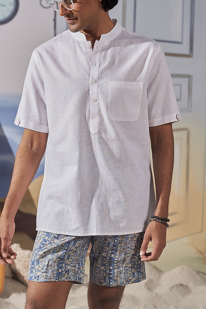 Multi-Colored Linen Checkered Shorts by Philocaly at Pernia's Pop Up Shop