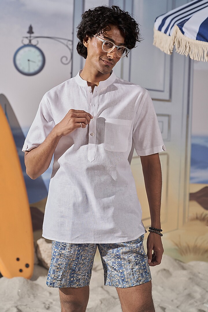 Multi-Colored Linen Checkered Shorts by Philocaly at Pernia's Pop Up Shop