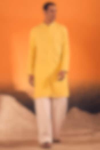 Sunshine Yellow Cotton Silk Kurta by Philocaly at Pernia's Pop Up Shop