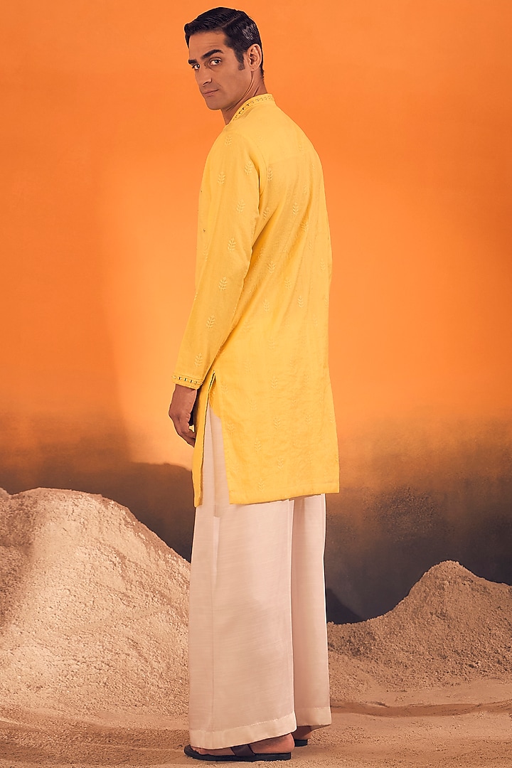 Sunshine Yellow Cotton Silk Kurta by Philocaly at Pernia's Pop Up Shop
