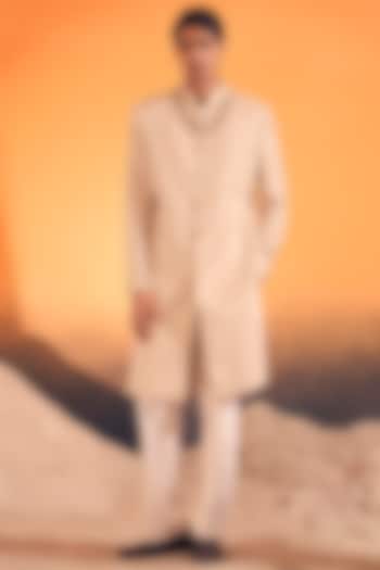Ivory Cotton Silk & Linen Blend Wedding Indowestern by Philocaly at Pernia's Pop Up Shop