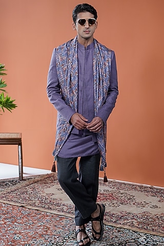 Purple Linen Bandhgala by Philocaly