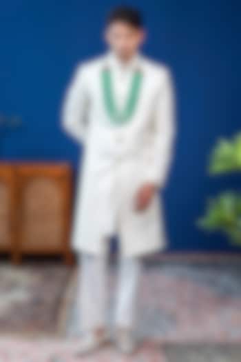 Off-White Perennial wool Embroidered Achkan by Philocaly