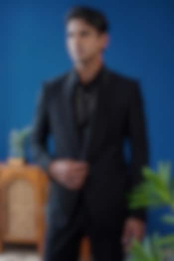 Black Perennial Wool Tuxedo by Philocaly at Pernia's Pop Up Shop