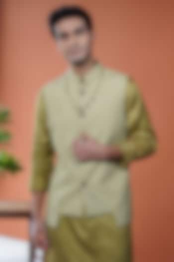 Olive Silk Blend Bundi Jacket by Philocaly