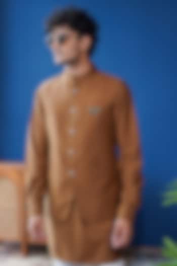 Tan Brown Perennial Wool Bundi Jacket by Philocaly