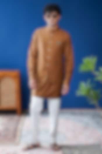 Tan Brown Perennial Wool Bundi Jacket Set by Philocaly