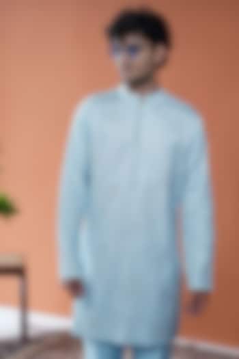 Ice Blue Silk Cutdana Embellished Kurta by Philocaly
