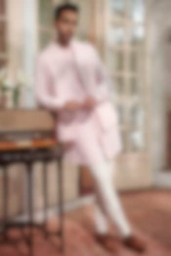 Baby Pink Cotton Silk Blend Embroidered Indowestern by Philocaly at Pernia's Pop Up Shop