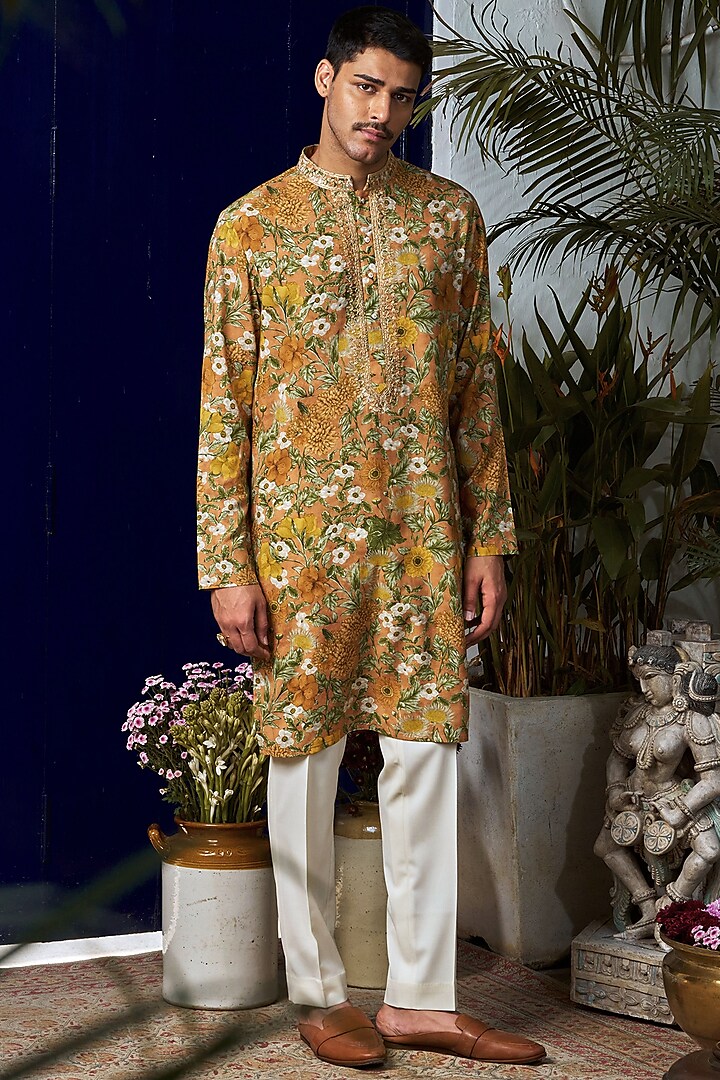 Multi-Colored Cotton Silk Embroidered Kurta by Philocaly at Pernia's Pop Up Shop