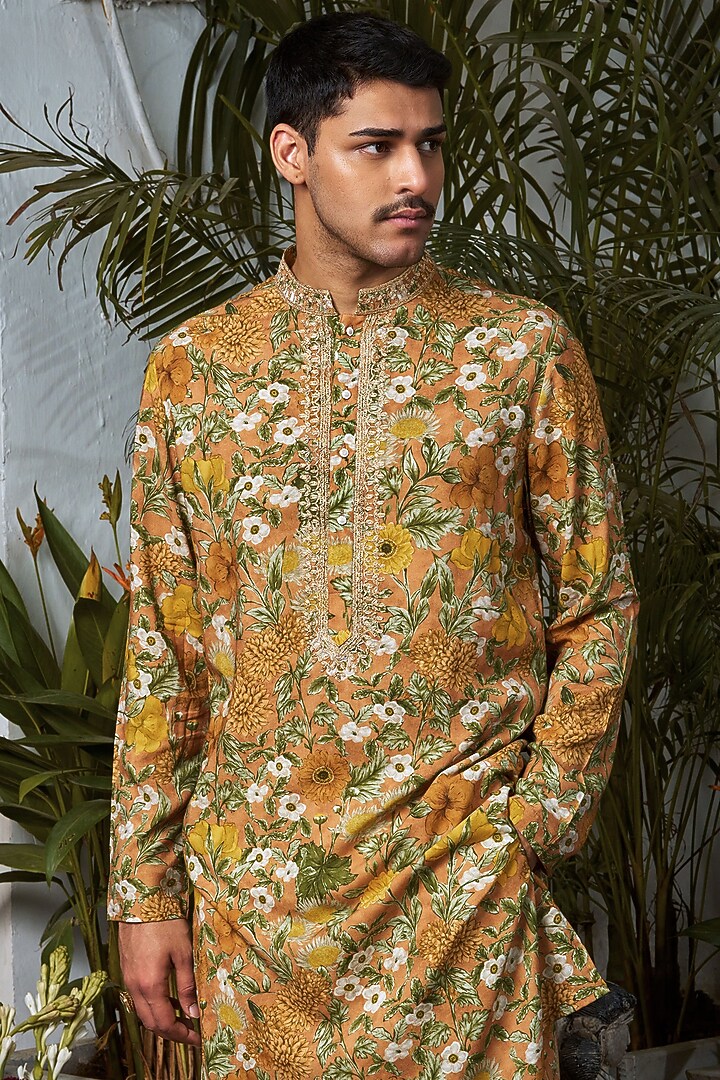 Multi-Colored Cotton Silk Embroidered Kurta by Philocaly at Pernia's Pop Up Shop