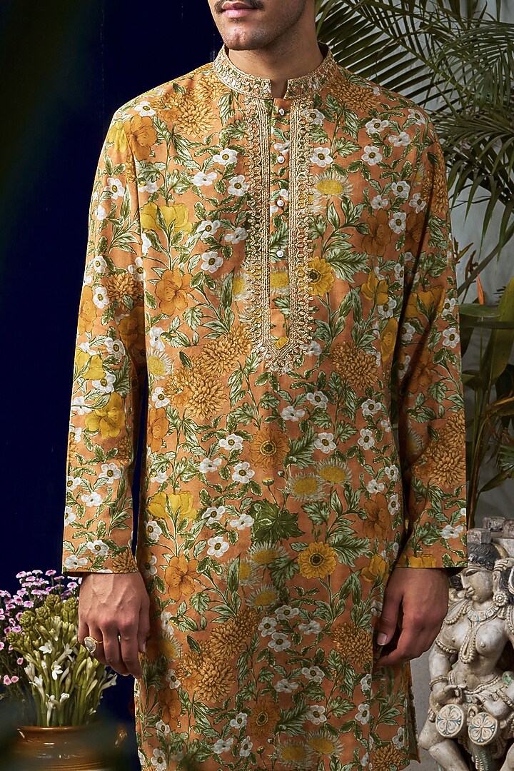 Multi-Colored Cotton Silk Embroidered Kurta by Philocaly at Pernia's Pop Up Shop