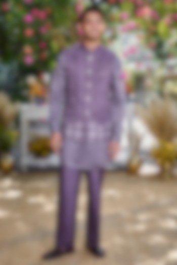 Purple Silk Embroidered Bundi Jacket by Philocaly at Pernia's Pop Up Shop