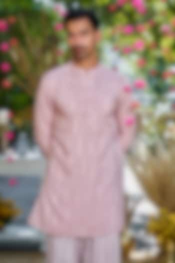 Pink Silk Embroidered Short Kurta by Philocaly at Pernia's Pop Up Shop
