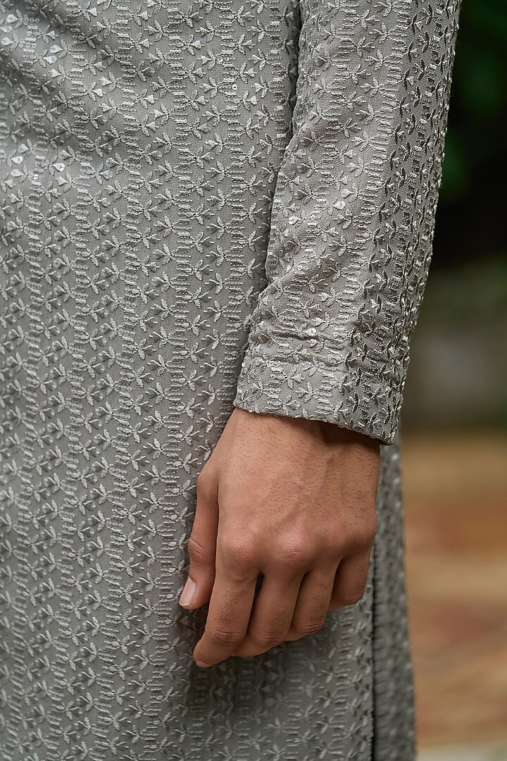 Grey Georgette Kurta by Philocaly at Pernia's Pop Up Shop