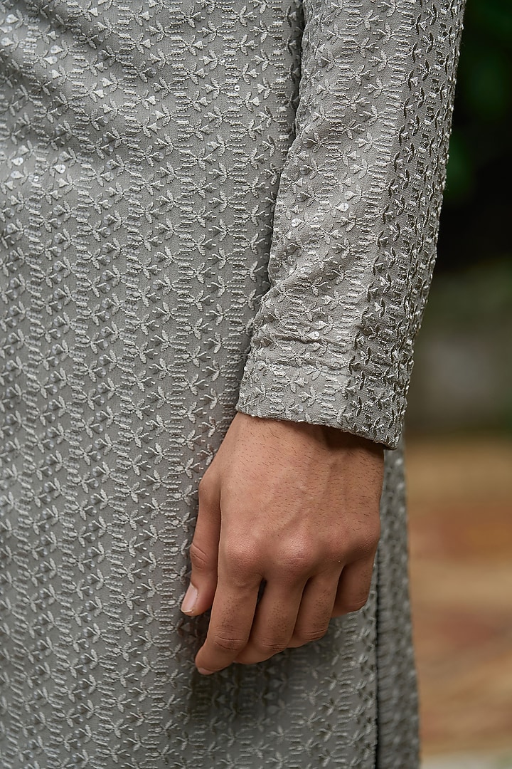 Grey Georgette Kurta Set by Philocaly at Pernia's Pop Up Shop
