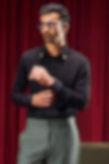 Black Cotton Blend Party Wear Shirt by Philocaly at Pernia's Pop Up Shop